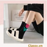  Tất cổ cao, vớ cổ cao hoa tulip, chất cotton siêu êm G1347 
