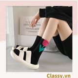  Classy Tất cổ cao, vớ cổ cao hoa tulip, chất cotton siêu êm G1347 