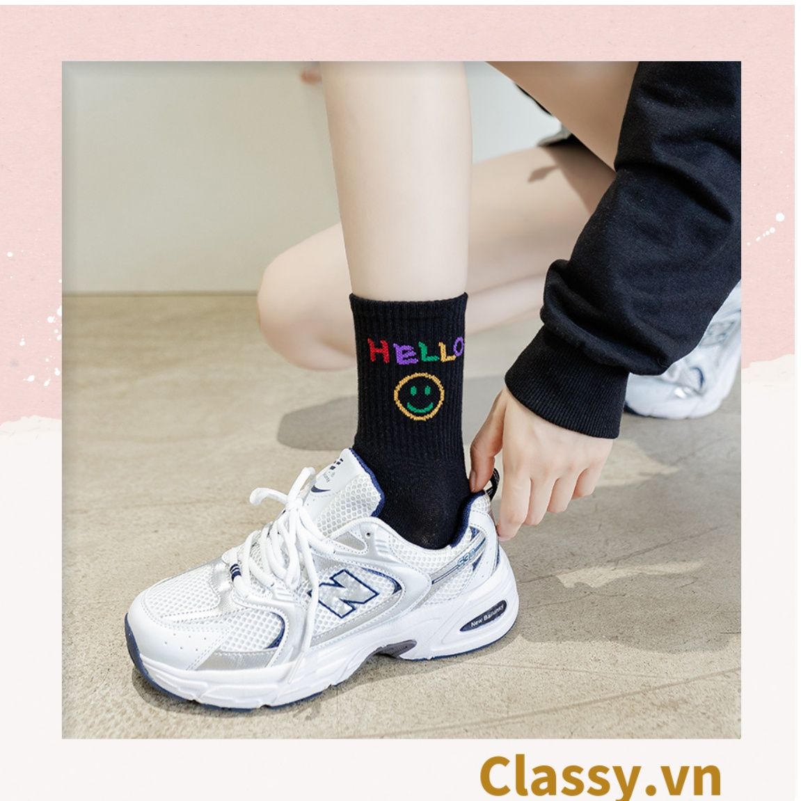  Classy Tất cổ cao, vớ cổ cao ngày mới vui vẻ, chất cotton siêu êm chân G1349 