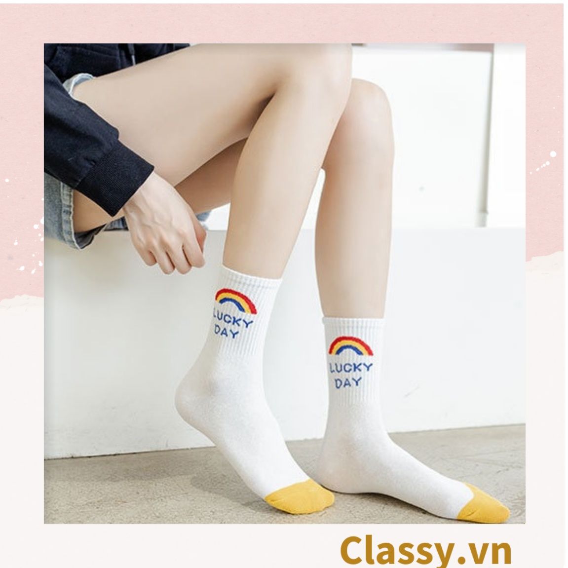  Classy Tất cổ cao, vớ cổ cao ngày mới vui vẻ, chất cotton siêu êm chân G1349 