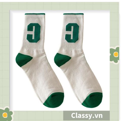  Tất cổ cao, vớ cổ cao kiểu dáng thể thao phối trắng xanh, chất cotton siêu êm chân G1350 