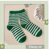  Tất cổ cao, vớ cổ cao kiểu dáng thể thao phối trắng xanh, chất cotton siêu êm chân G1350 