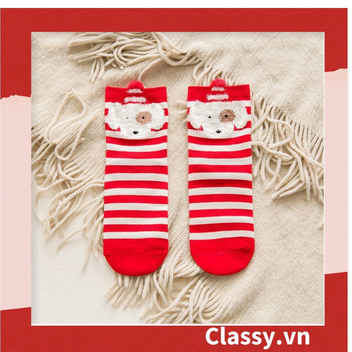  [GIAO HÀNG 7-25 NGÀY] Classy Tất nữ vớ nữ họa tiết noel siêu dễ thương, chất liệu dày dặn G1397 