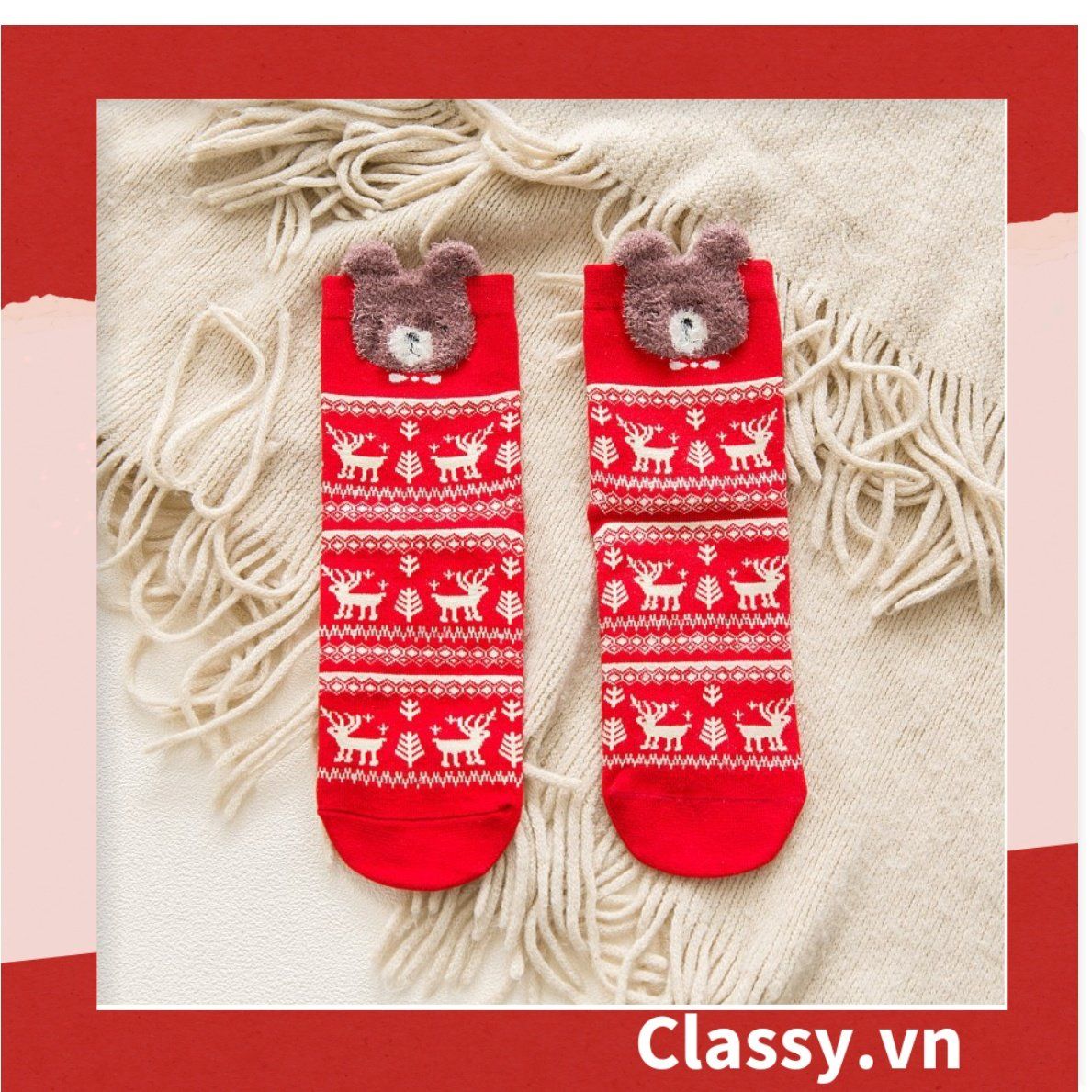  [GIAO HÀNG 7-25 NGÀY] Classy Tất nữ vớ nữ họa tiết noel siêu dễ thương, chất liệu dày dặn G1397 