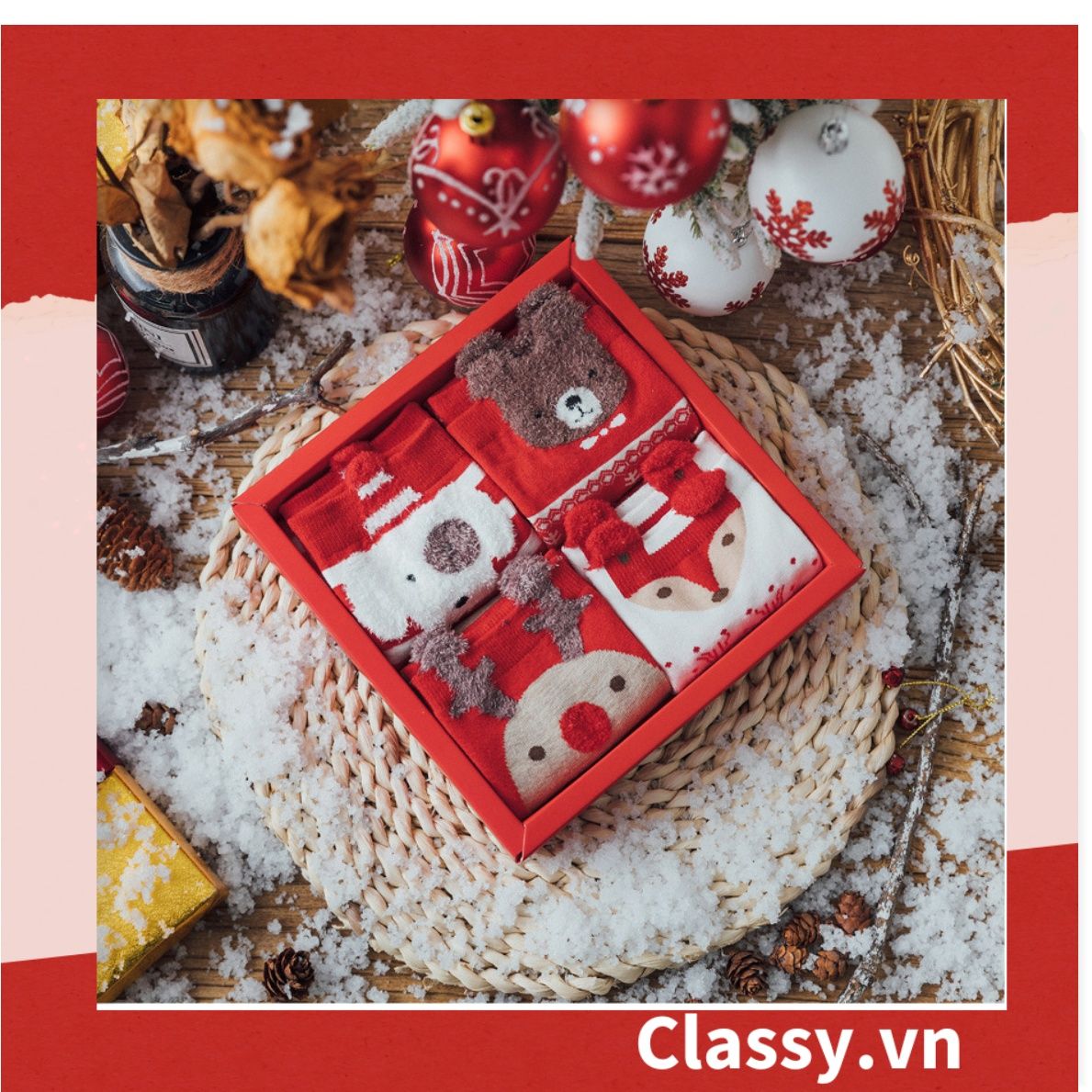  [GIAO HÀNG 7-25 NGÀY] Classy Tất nữ vớ nữ họa tiết noel siêu dễ thương, chất liệu dày dặn G1397 