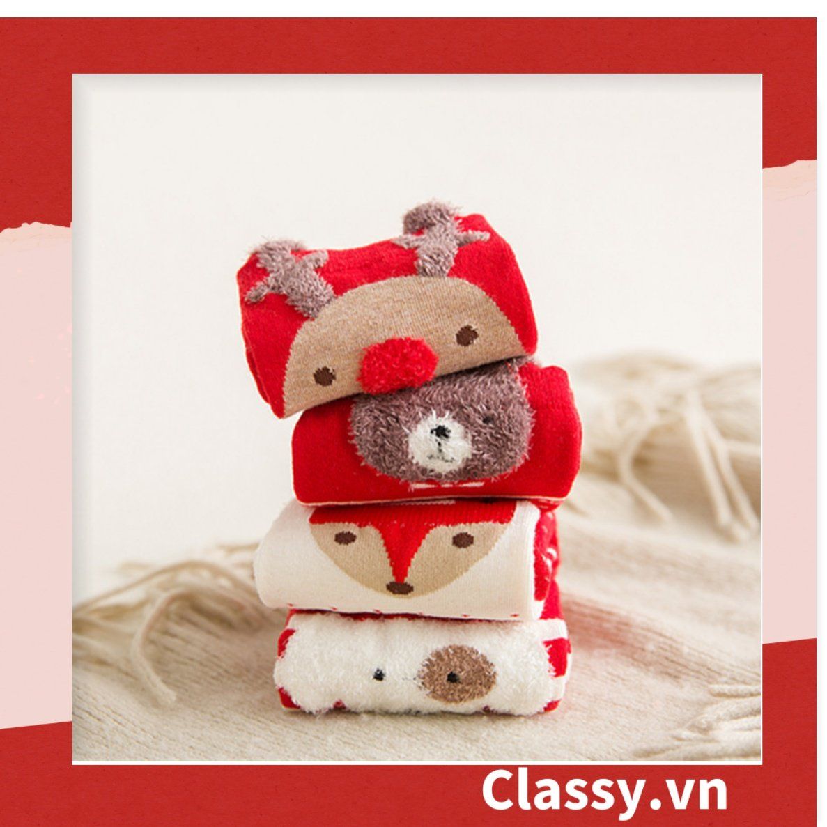  [GIAO HÀNG 7-25 NGÀY] Classy Tất nữ vớ nữ họa tiết noel siêu dễ thương, chất liệu dày dặn G1397 