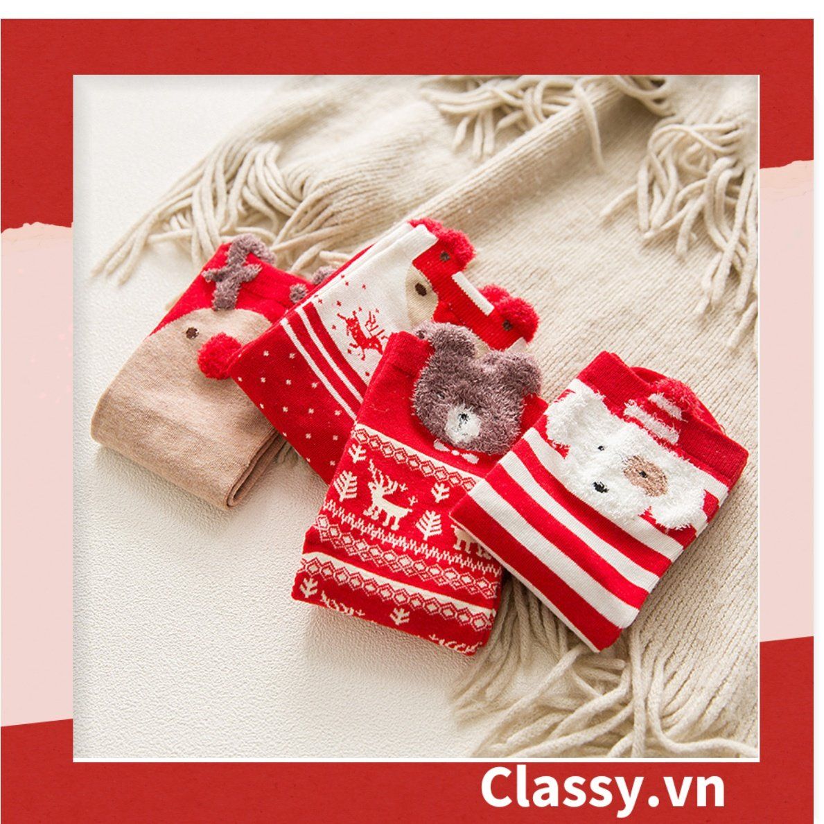  [GIAO HÀNG 7-25 NGÀY] Classy Tất nữ vớ nữ họa tiết noel siêu dễ thương, chất liệu dày dặn G1397 