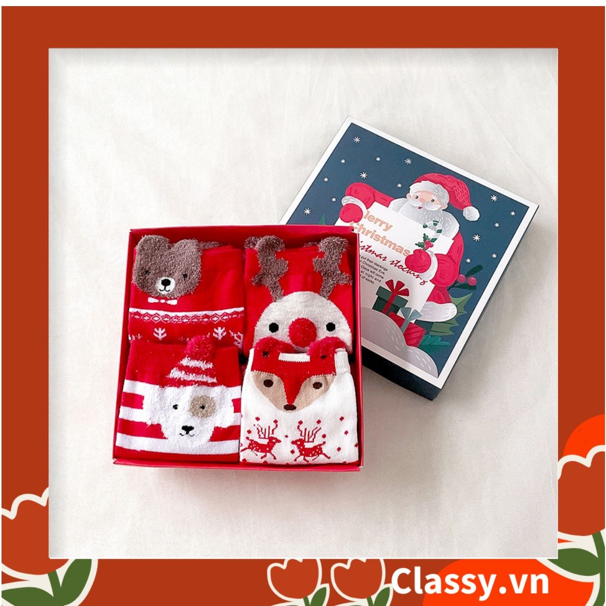  [GIAO HÀNG 7-25 NGÀY] Classy Tất nữ vớ nữ họa tiết noel siêu dễ thương, chất liệu dày dặn G1397 