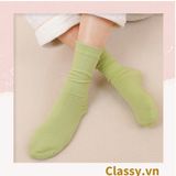  Classy Combo 2 đôi tất cotton cổ cao trơn nhiều màu G1401 