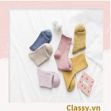  Classy Combo 2 đôi tất cotton cổ cao trơn nhiều màu G1401 