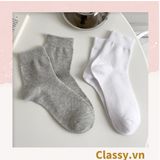  Classy Tất cổ cao, vớ cổ cao chất liệu dệt kim, vải trơn 4 mùa màu basic G1405 