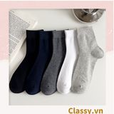  Classy Tất cổ cao, vớ cổ cao chất liệu dệt kim, vải trơn 4 mùa màu basic G1405 