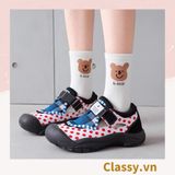  Classy Tất trắng cổ cao chất liệu cotton, họa tiết ngẫu nhiên G1429 