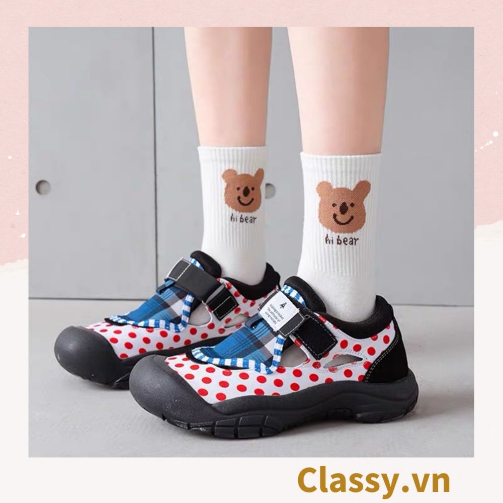  [GIAO HÀNG 7-25 NGÀY] Classy Tất trắng cổ cao chất liệu cotton, họa tiết ngẫu nhiên G1429 