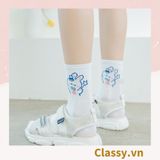  Classy Tất trắng cổ cao chất liệu cotton, họa tiết ngẫu nhiên G1429 