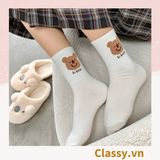  Classy Tất trắng cổ cao chất liệu cotton, họa tiết ngẫu nhiên G1429 