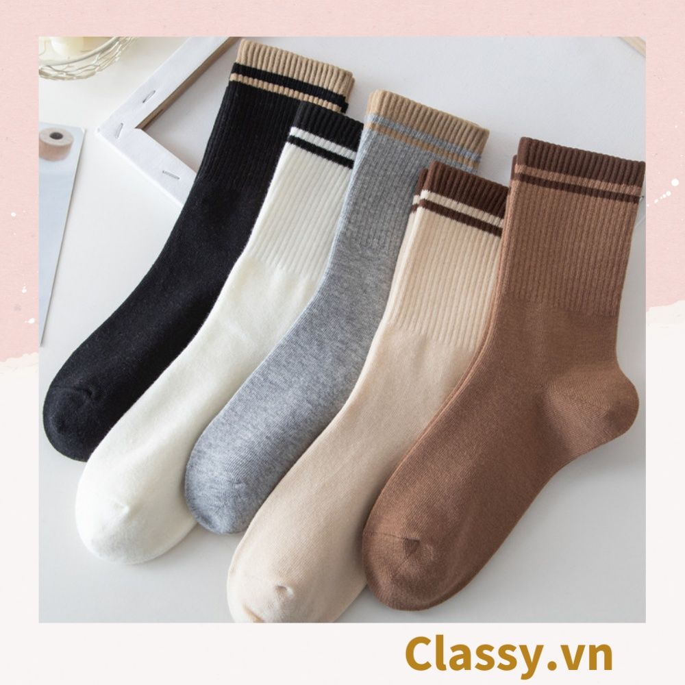  Classy Tất cổ cao, vớ cổ cao với đường gân ôm chân, nhiều màu phong cách hàn quốc G1430 