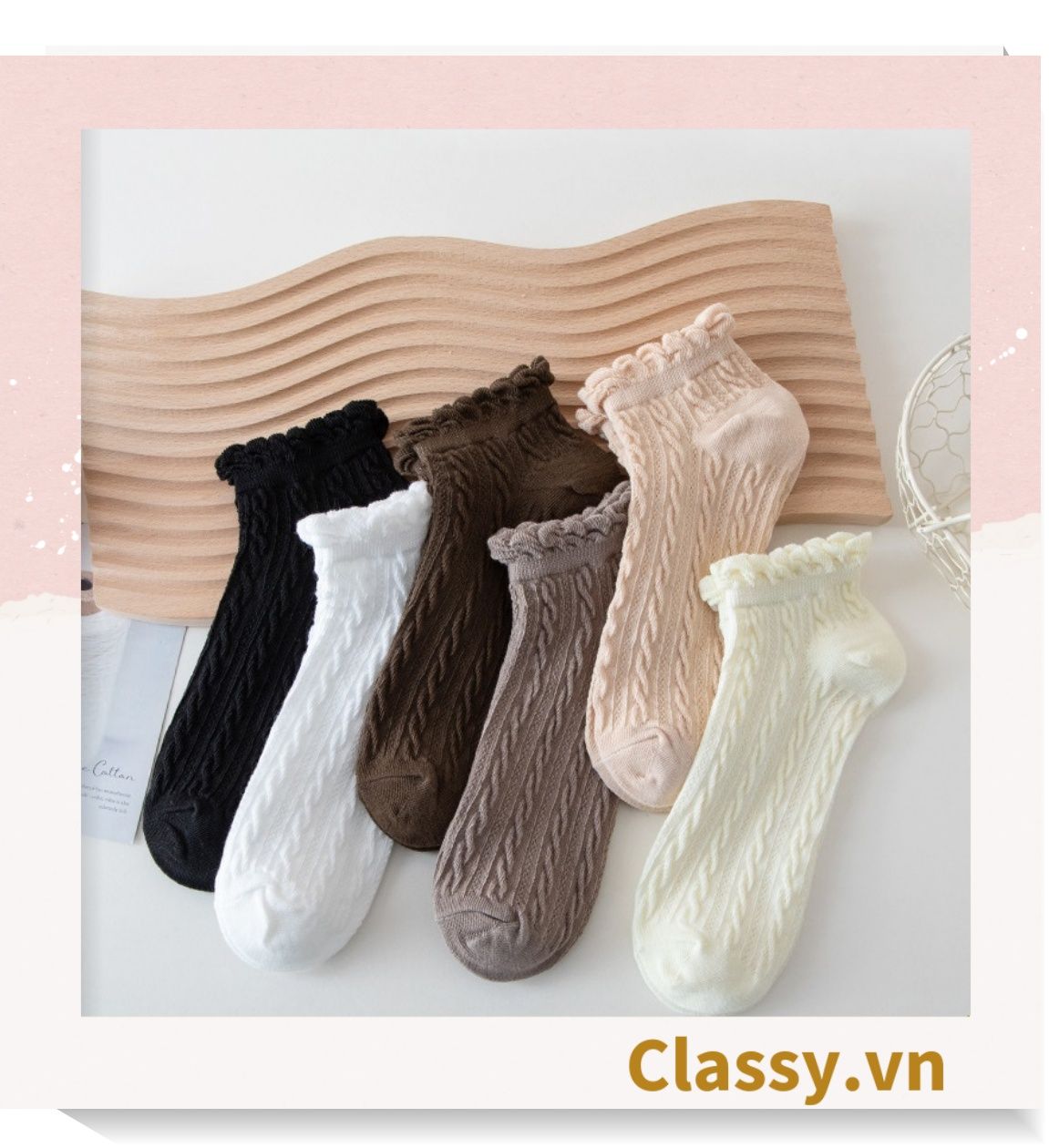  Classy Tất sọc gân, bo chun ở cổ, siêu êm, siêu giữ ấm G1432 