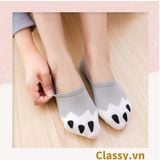  Classy Tất cổ ngắn, vớ cổ ngắn cotton họa tiết bàn chân phối hai màu dễ thương G1434 