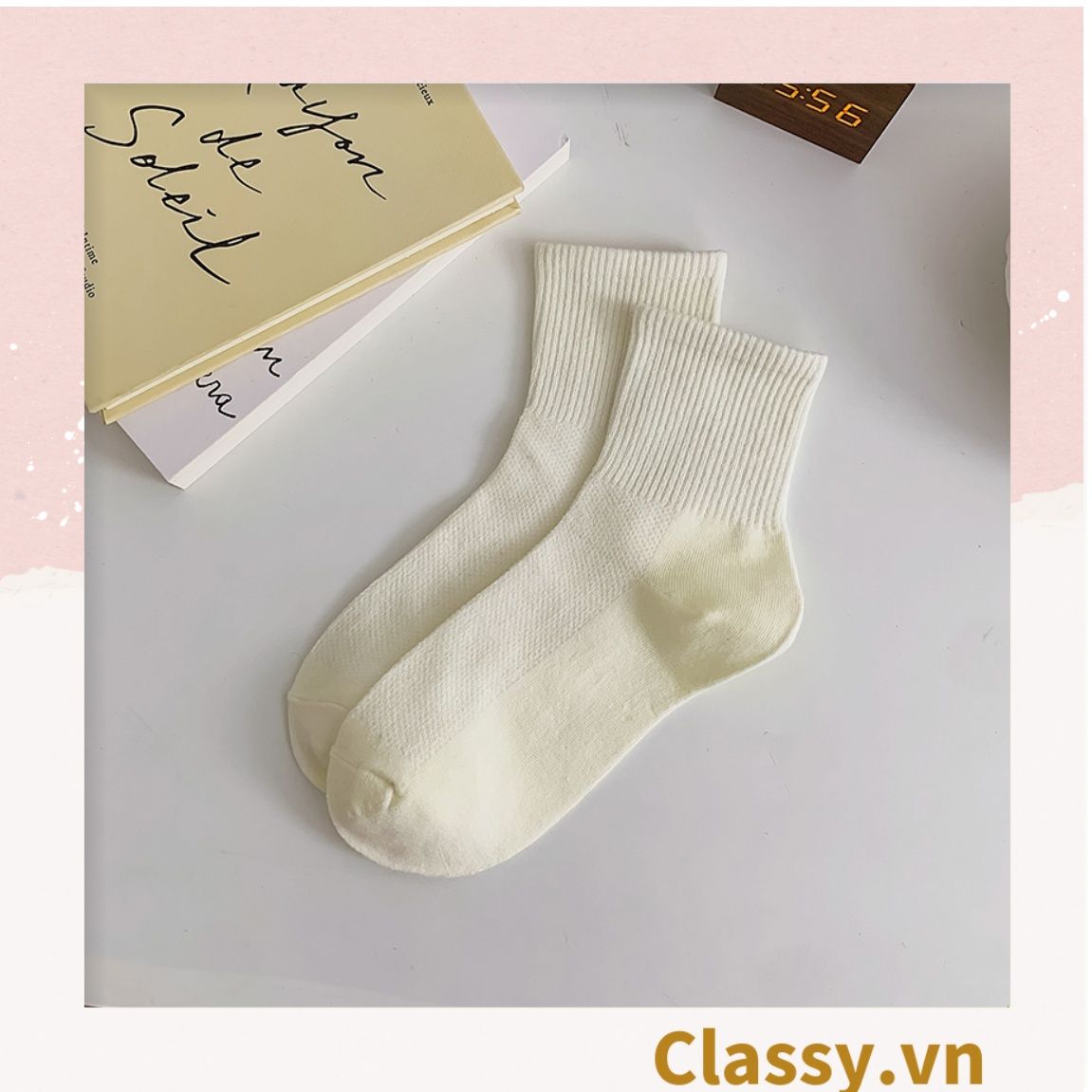  Classy Tất cổ cao, vớ cổ cao màu trơn, có bo chun phần cổ, siêu êm chân G1471 