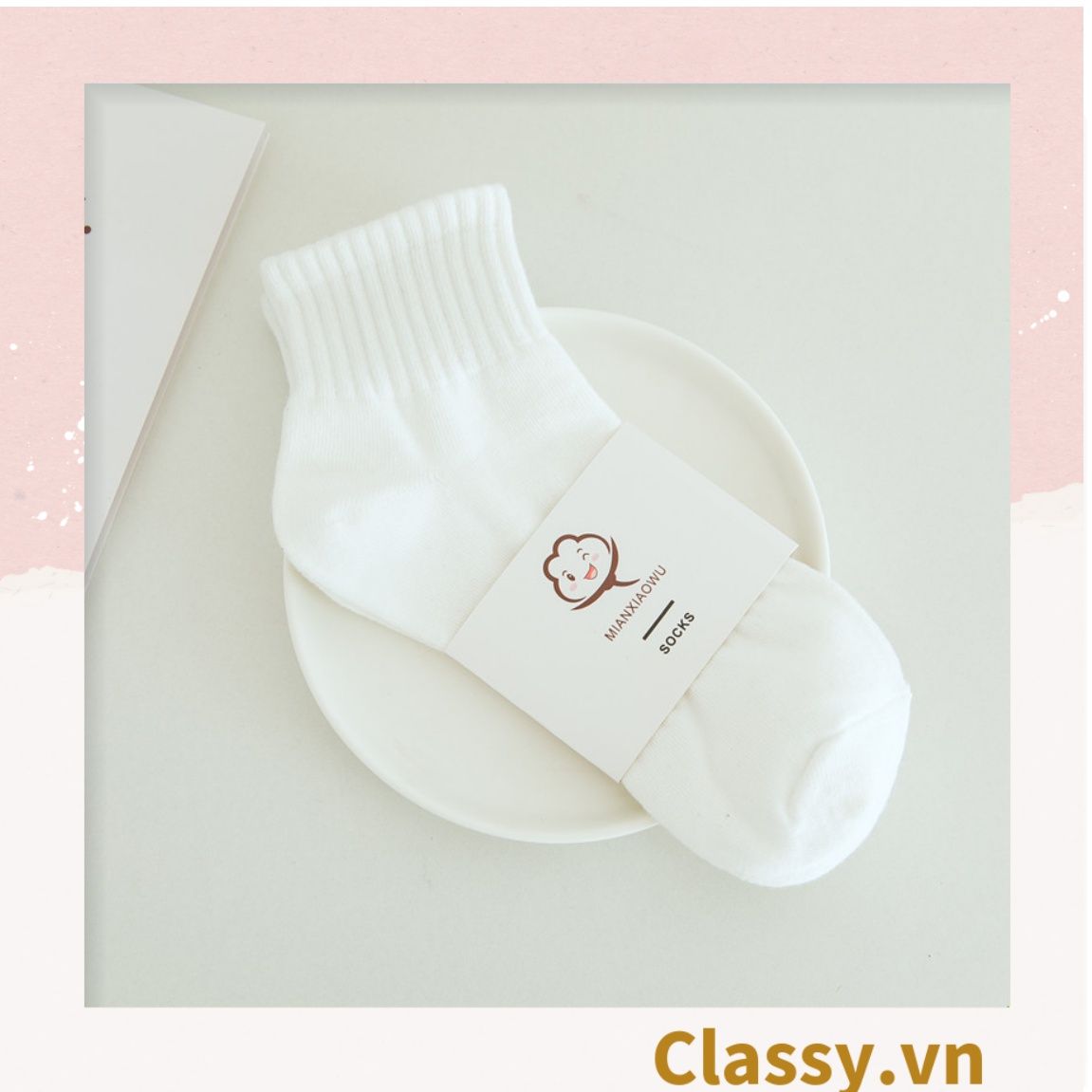  Classy Tất cổ cao, vớ cổ cao màu trơn, có bo chun phần cổ, siêu êm chân G1471 