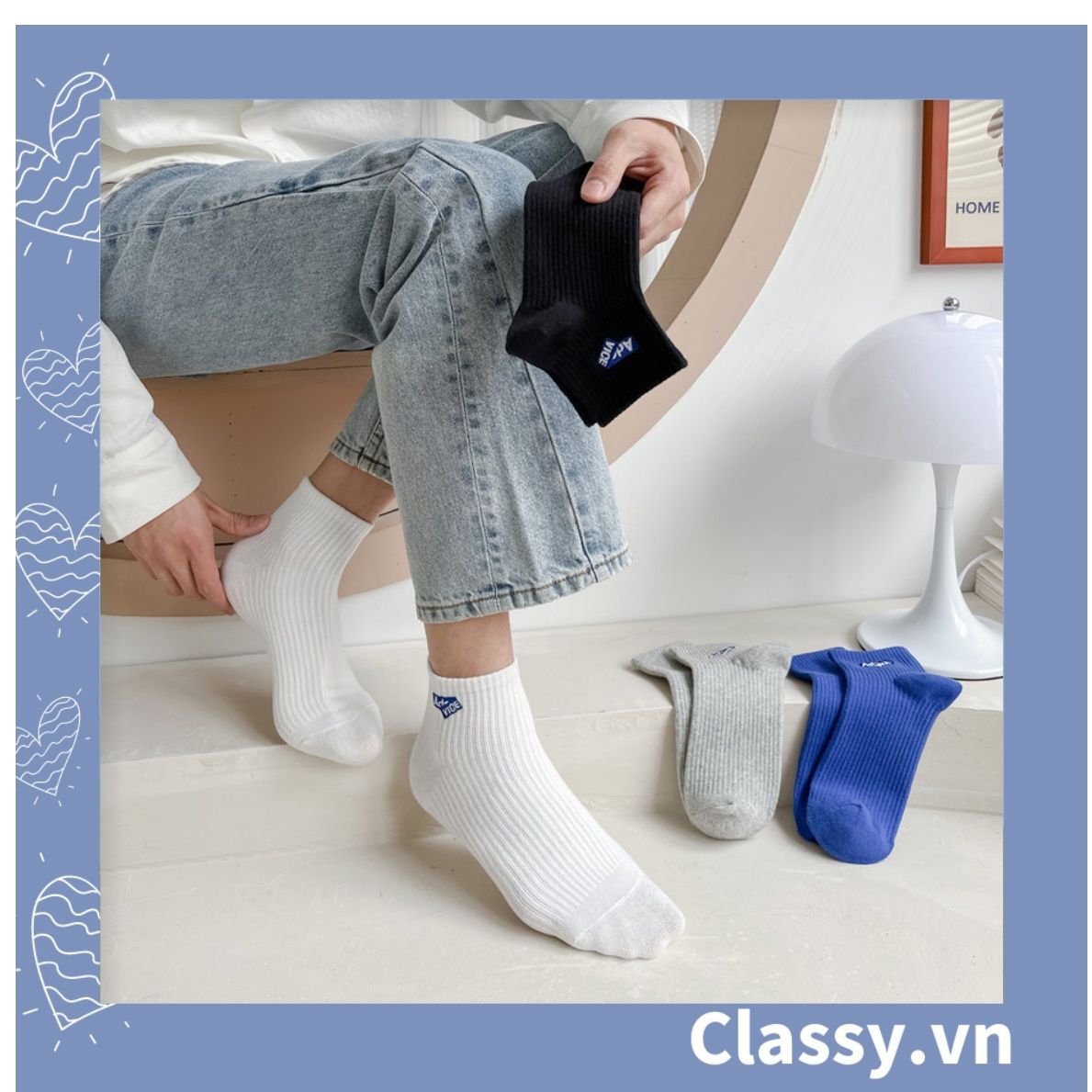  Classy Tất cổ cao, vớ cổ cao màu trơn, chất cotton dày dặn siêu ấm G1472 