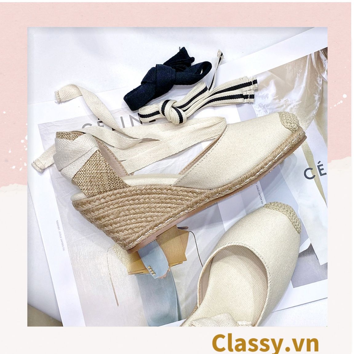  GIÀY CÓI ĐẾ XUỒNG QUAI GIÀY CỘT NƠ [G421] 