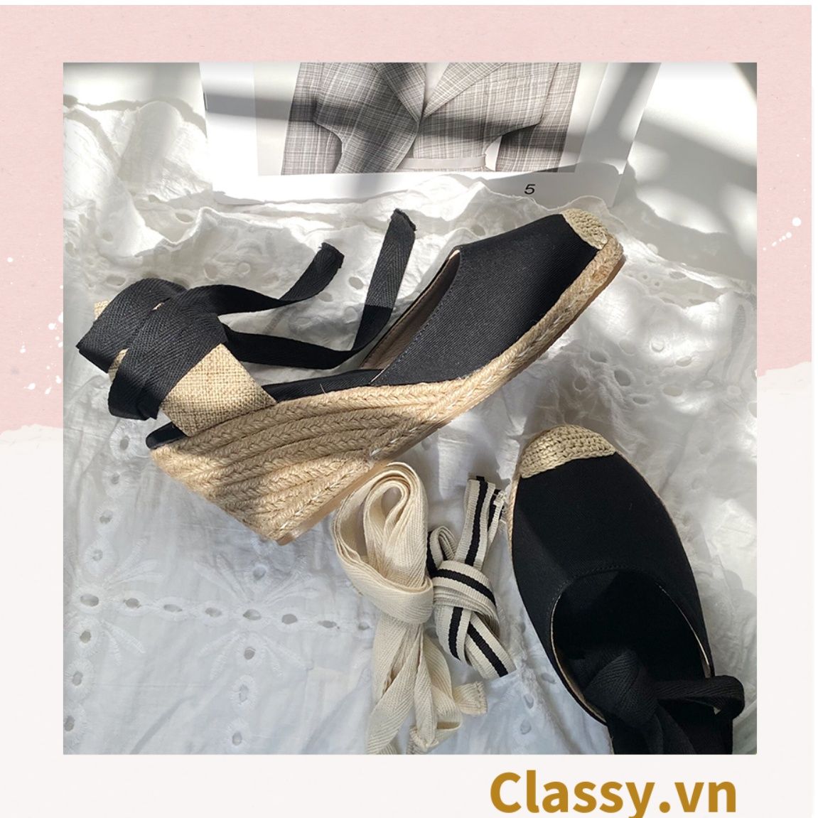  GIÀY CÓI ĐẾ XUỒNG QUAI GIÀY CỘT NƠ [G421] 