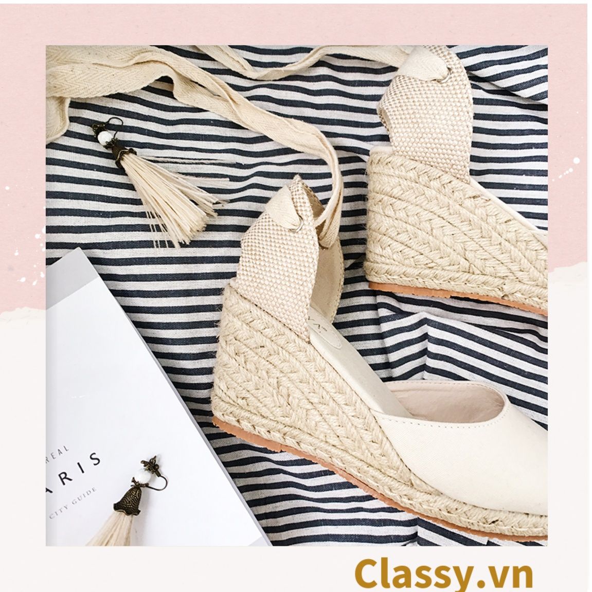  GIÀY CÓI ĐẾ XUỒNG QUAI GIÀY CỘT NƠ [G421] 