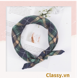  Khăn lụa vuông đi kèm túi cói 50X55cm turban bandana thời trang hàn quốc nhiều kiểu đẹp; phong cách vintage P420 