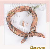  Khăn lụa vuông đi kèm túi cói 50X55cm turban bandana thời trang hàn quốc nhiều kiểu đẹp; phong cách vintage P420 