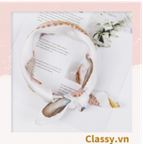  Khăn lụa vuông đi kèm túi cói 50X55cm turban bandana thời trang hàn quốc nhiều kiểu đẹp; phong cách vintage P420 