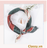  Khăn lụa vuông đi kèm túi cói 50X55cm turban bandana thời trang hàn quốc nhiều kiểu đẹp; phong cách vintage P420 