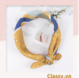  Khăn lụa vuông đi kèm túi cói 50X55cm turban bandana thời trang hàn quốc nhiều kiểu đẹp; phong cách vintage P420 
