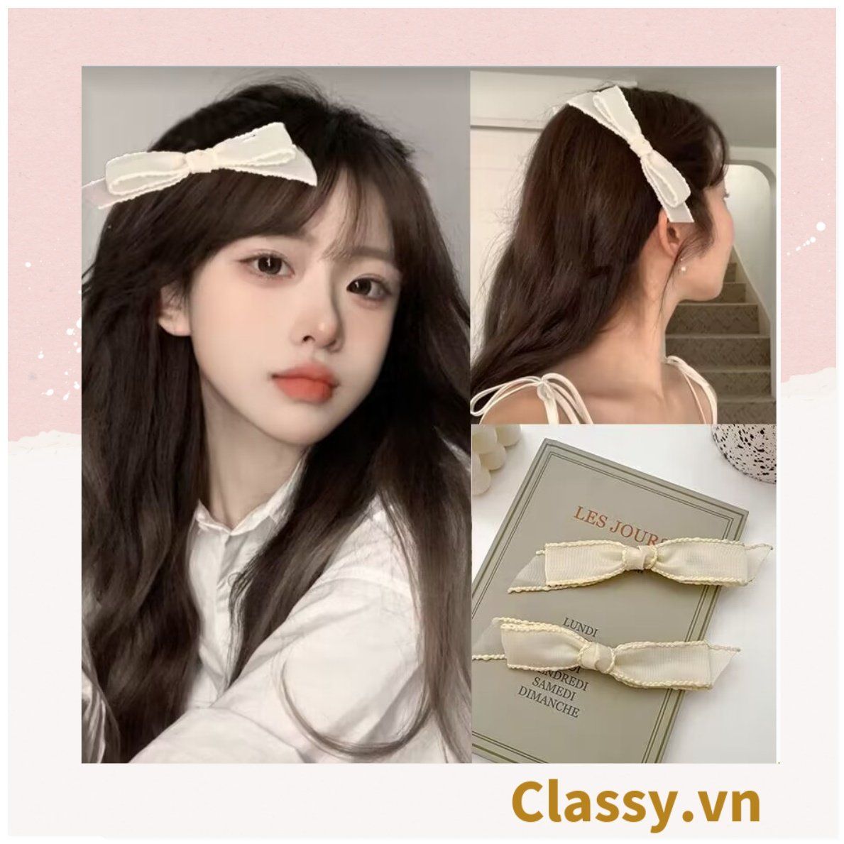  [GIAO HÀNG 7-25 NGÀY] Kẹp tóc nơ nhiều màu phong cách hàn quốc dễ thương PK1017, có thể kẹp mái, kẹp tóc nửa đầu 