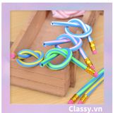  Gói 5 chiếc Bút chì mềm 30cm PVC sọc màu bút chì HB dẻo có thể gấp tròn lại được sáng tạo PK1820 