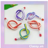  Gói 5 chiếc Bút chì mềm 30cm PVC sọc màu bút chì HB dẻo có thể gấp tròn lại được sáng tạo PK1820 