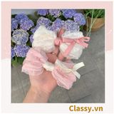  Kẹp tóc cột tóc scrunchies nơ màu hồng phấn mang lại nét nữ tính cho bạn nữ PK1152 