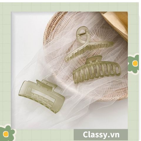 Kẹp tóc càng cua màu xanh lá, dạng kẹp trong đục, nhiều kiểu dáng hiện đại PK1169 