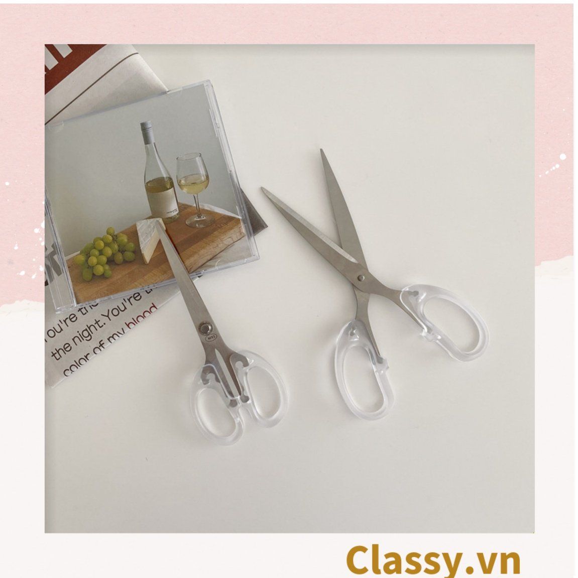  [GIAO HÀNG 7-25 NGÀY] Kéo cắt giấy cầm tay trong suốt nhiều kích cỡ, phù hợp cho học sinh, sinh viên, dân văn phòng PK1174 