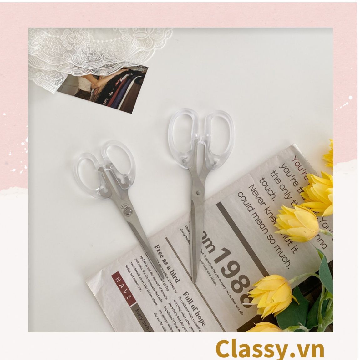  [GIAO HÀNG 7-25 NGÀY] Kéo cắt giấy cầm tay trong suốt nhiều kích cỡ, phù hợp cho học sinh, sinh viên, dân văn phòng PK1174 
