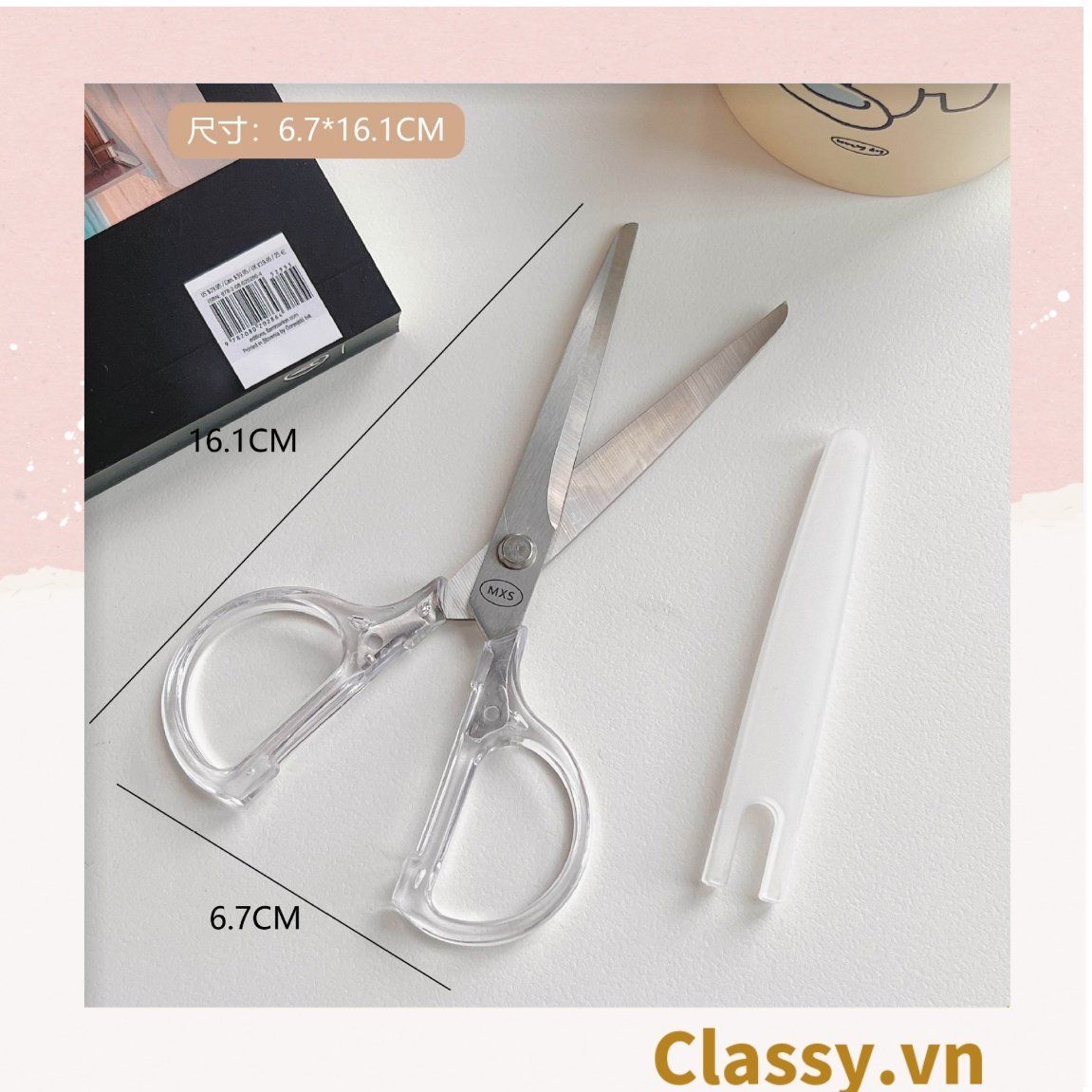  [GIAO HÀNG 7-25 NGÀY] Kéo cắt giấy cầm tay trong suốt nhiều kích cỡ, phù hợp cho học sinh, sinh viên, dân văn phòng PK1174 