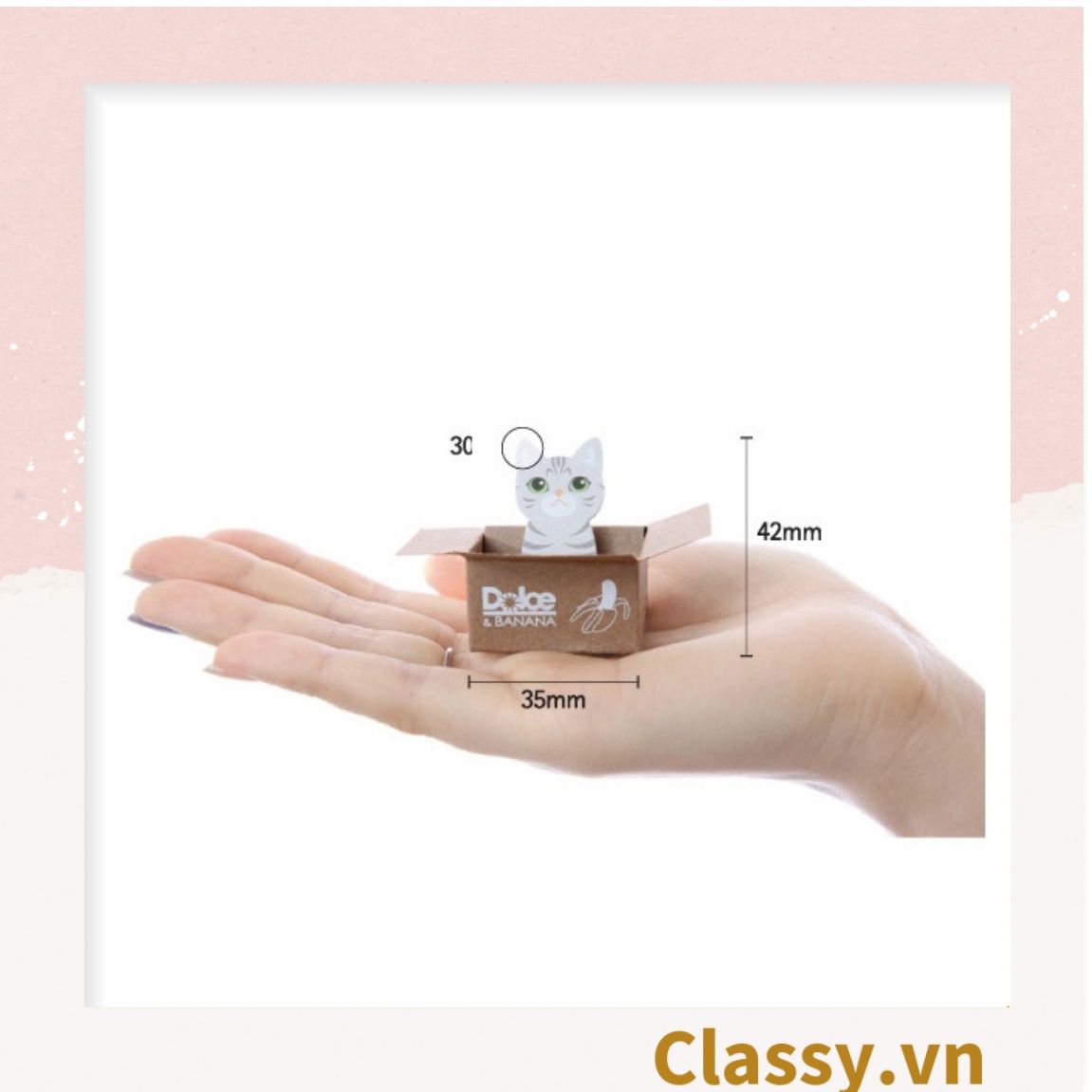  [GIAO HÀNG 7-25 NGÀY] Giấy ghi chú hình con mèo đáng yêu ngồi trong thùng carton phiên bản hàn quốc PK1196 