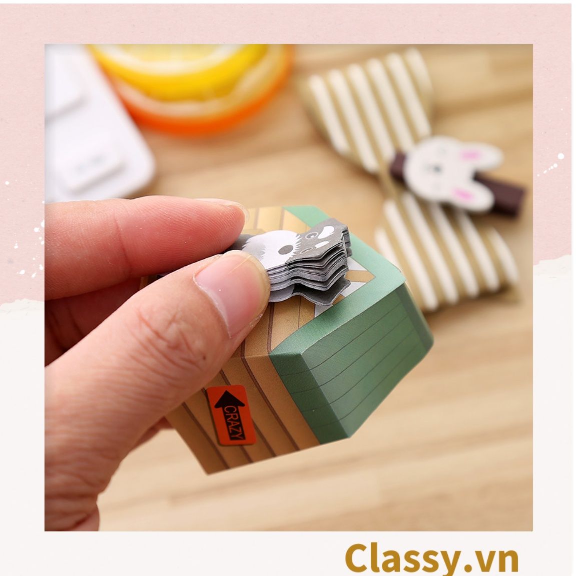  [GIAO HÀNG 7-25 NGÀY] Giấy ghi chú hình con mèo đáng yêu ngồi trong thùng carton phiên bản hàn quốc PK1196 