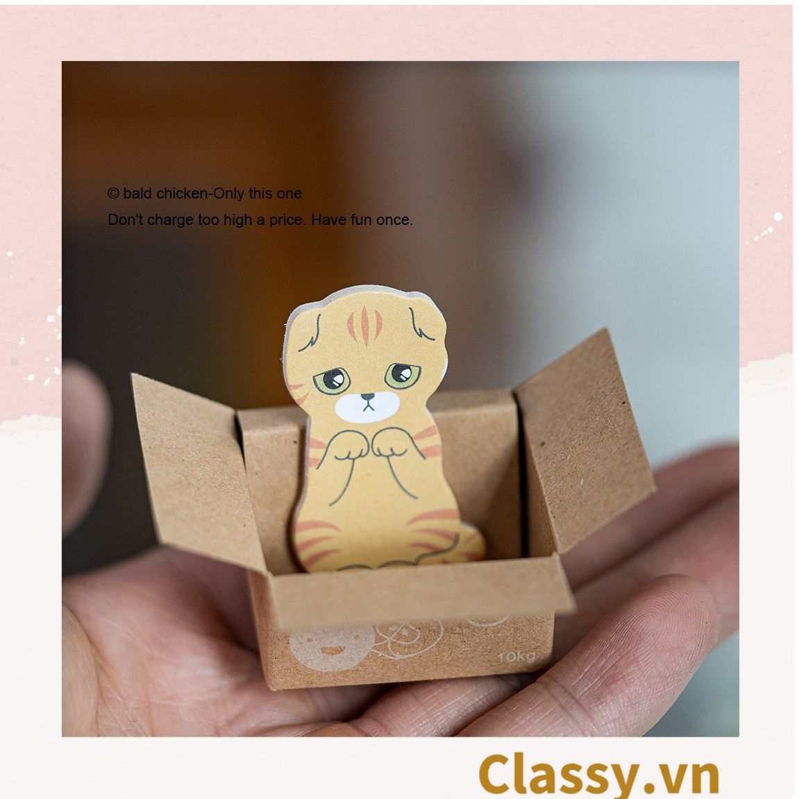  [GIAO HÀNG 7-25 NGÀY] Giấy ghi chú hình con mèo đáng yêu ngồi trong thùng carton phiên bản hàn quốc PK1196 