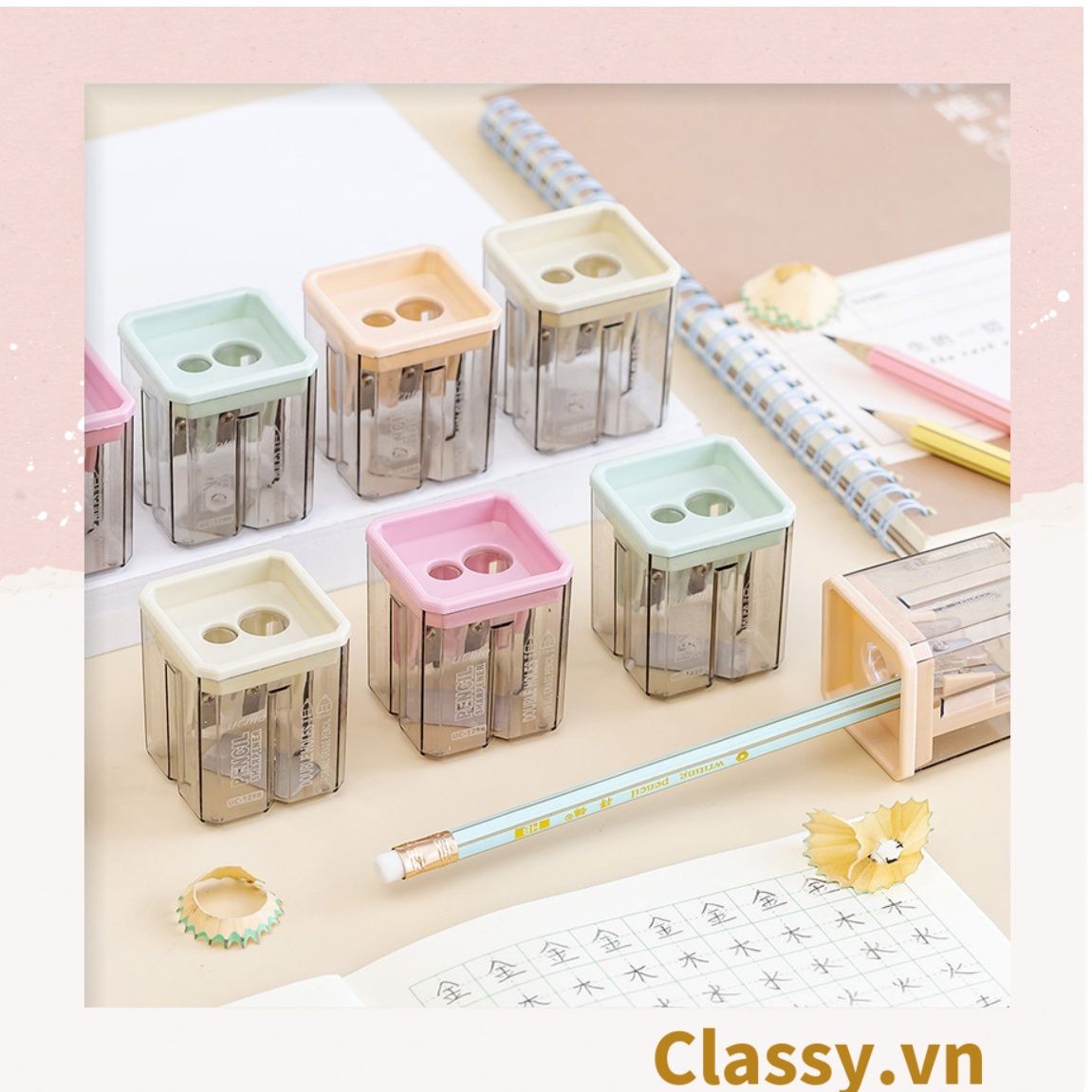  [GIAO HÀNG 7-25 NGÀY]  Gọt chì mini hai đầu hình hộp nhiều màu PK1202 