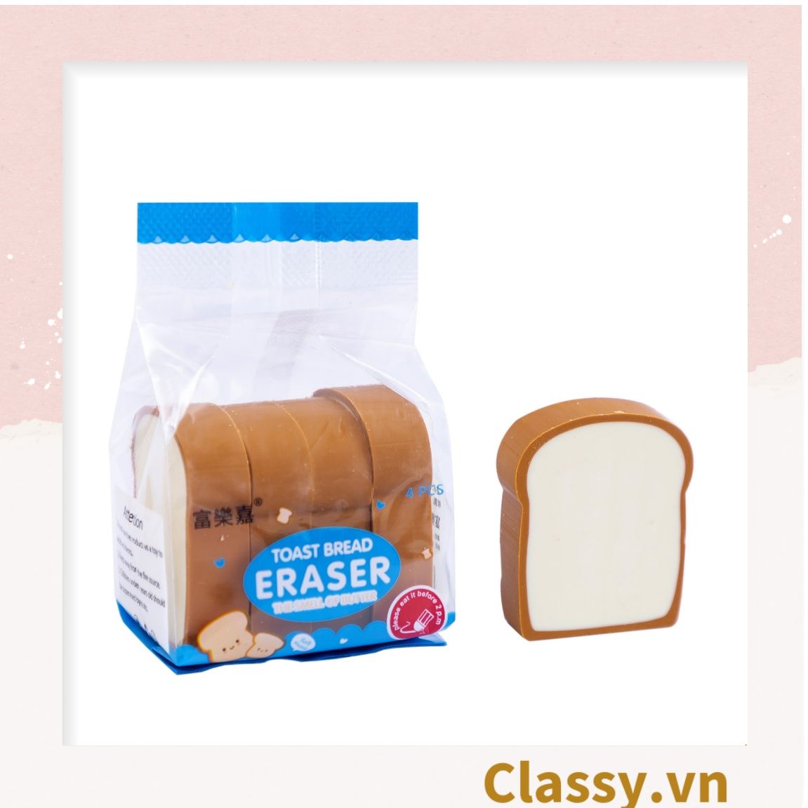  Gôm tẩy hình bánh mì sandwich giúp tẩy sạch vết bút chì, không gây rách giấy PK1204 