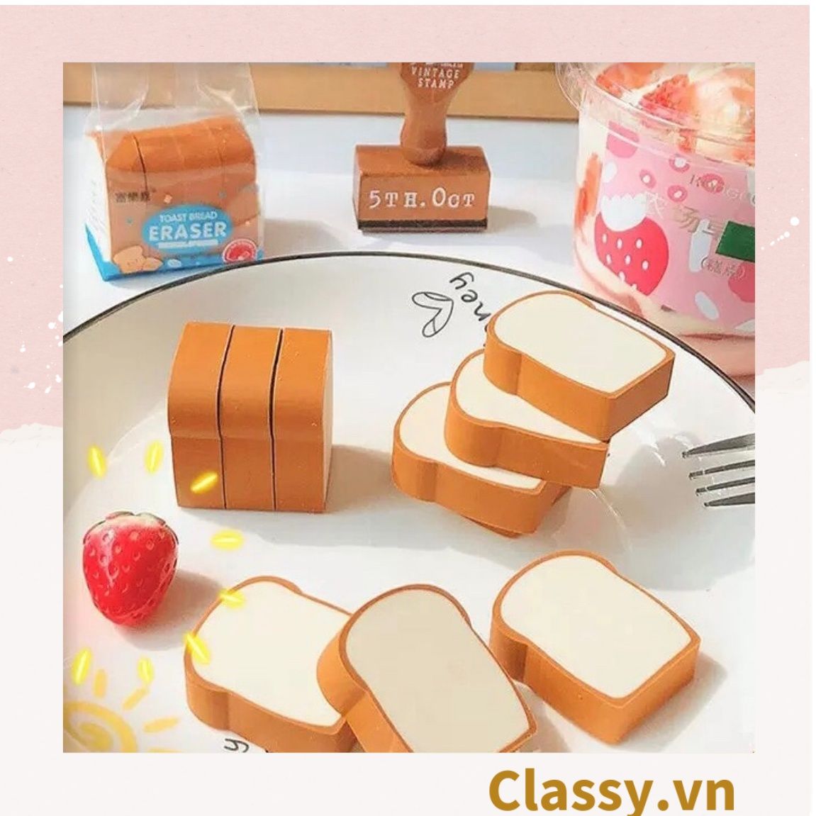  Gôm tẩy hình bánh mì sandwich giúp tẩy sạch vết bút chì, không gây rách giấy PK1204 