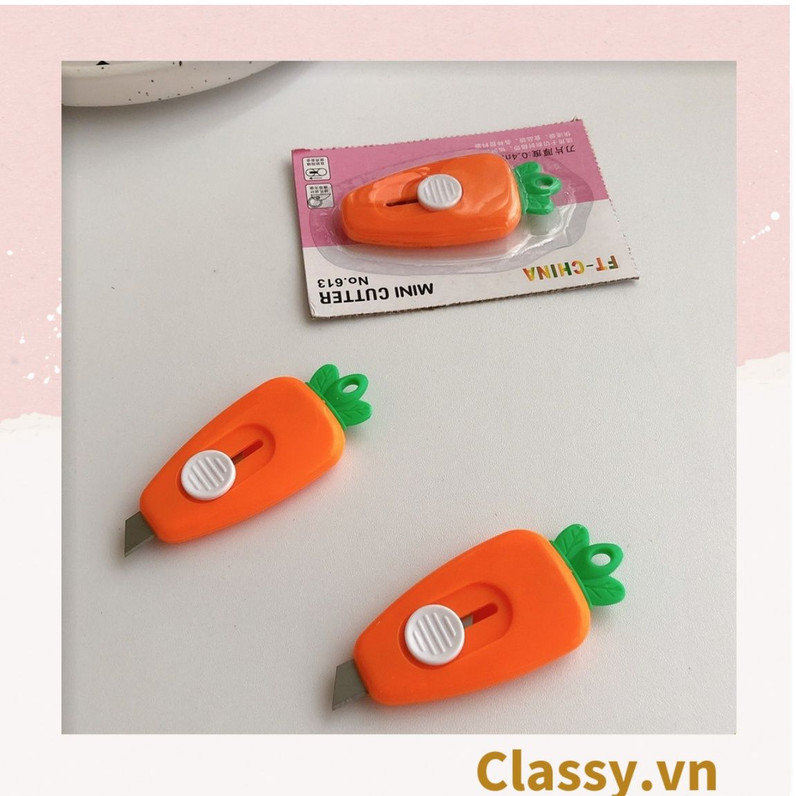  [GIAO HÀNG 7-25 NGÀY]  Dao rọc giấy nhỏ gọn 7CM, hình củ cà rốt màu cam PK1214 