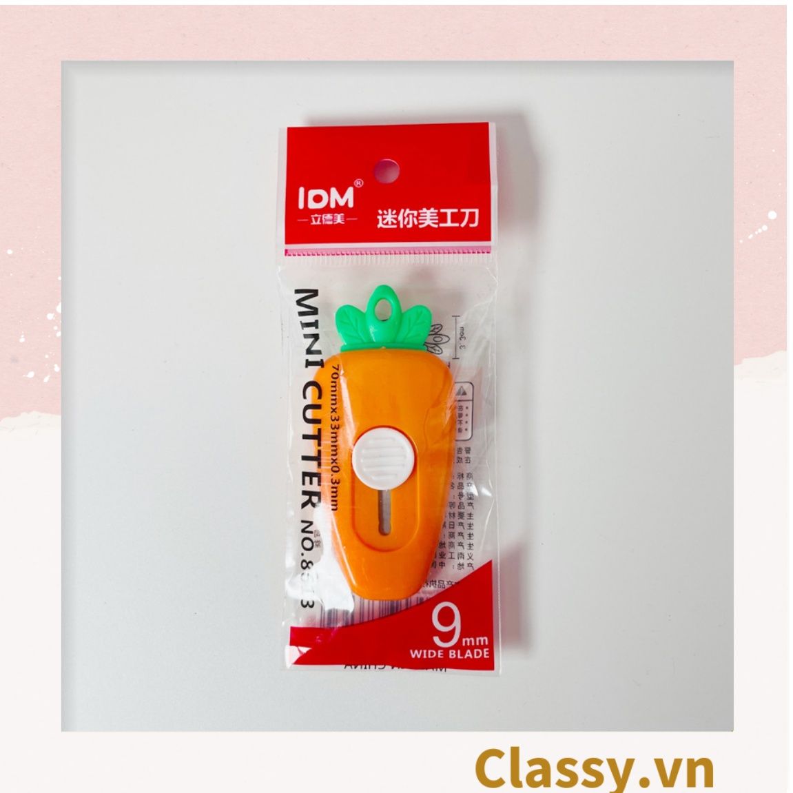  [GIAO HÀNG 7-25 NGÀY]  Dao rọc giấy nhỏ gọn 7CM, hình củ cà rốt màu cam PK1214 